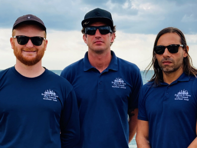 A picture of three men, all wearing sunglasses