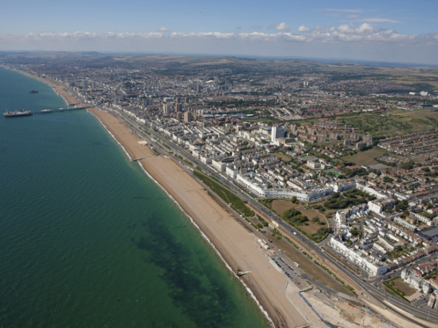 Aerial picture of Brighton coastline