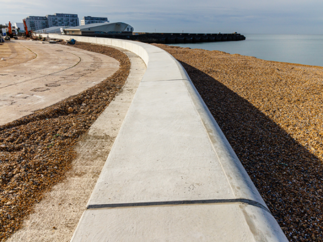 Picture of the new sea wall at Black Rock