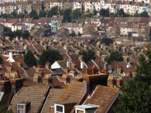 A general view of homes in Brighton looking out across rooftops