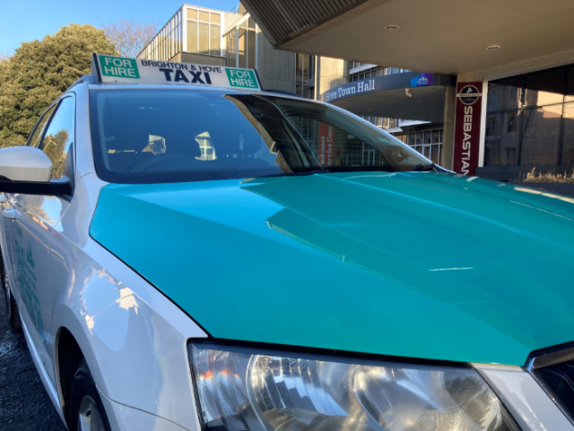 Photo of a taxi outside Hove Town Hall