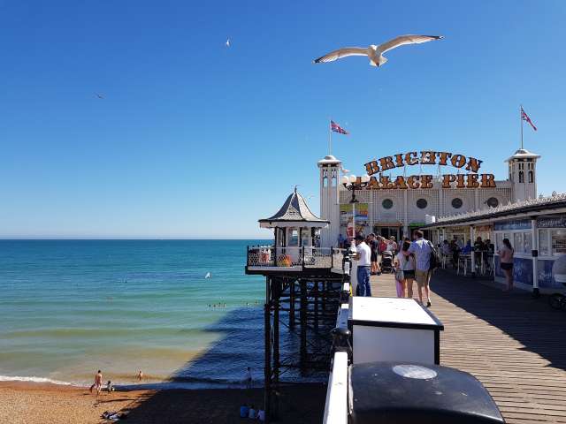 A view of brighton palace pier on a sunny day, 