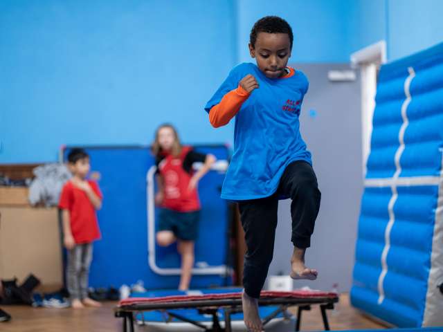 HAF participants enjoying their session with Bevendean Gymnastics.