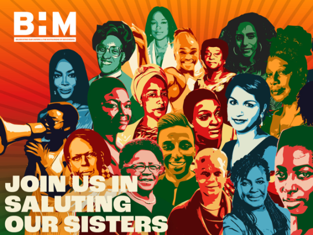 Image shows a graphic of multiple Black women who shaped our history. Text reads:'Join us in saluting our sisters'.