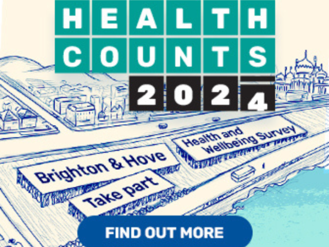 Illustrated 'Health Counts 2024' Brighton & Hove health and wellbeing survey graphic