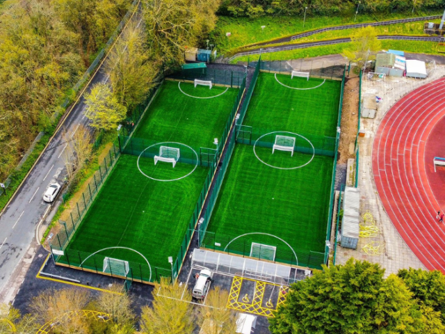 Aerial view of the new &pound;G pitches at Withdean Sports Complex