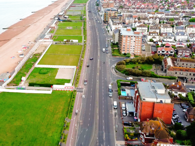 An arial image of a road