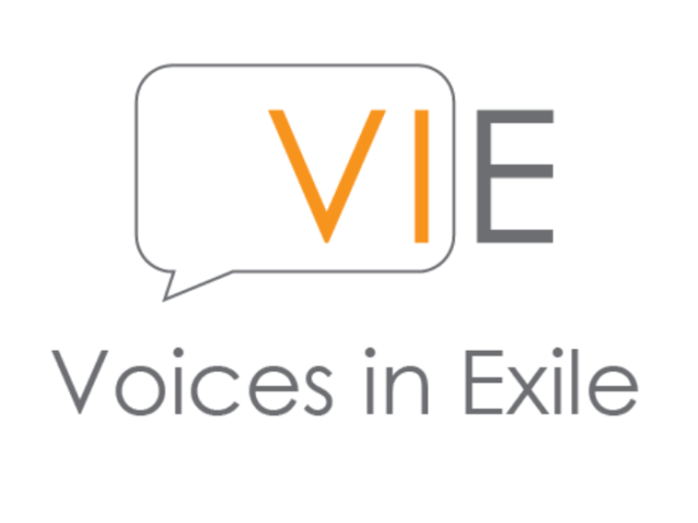 The image show the logo of 'Voices in Exile', a refugee support organisation.
