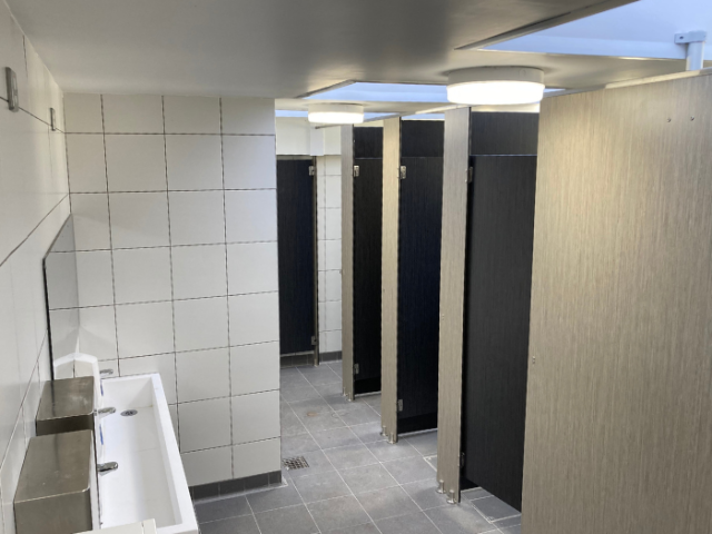 A picture of public toilet cubicles