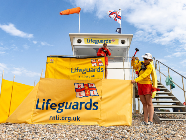 Photo, by Nathan Williams, of a lifeguard station on Brighton beach