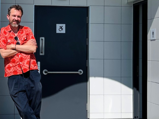 Cllr Tim Rowkins at Ovingdean Undercliff public toilets.