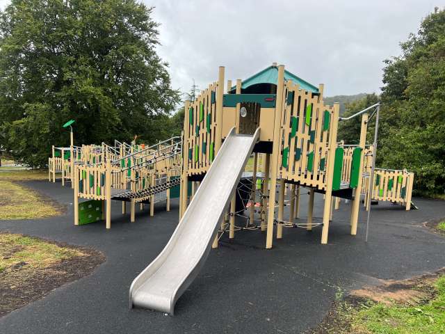Playground equipment in the new adventure playground in Wild Park