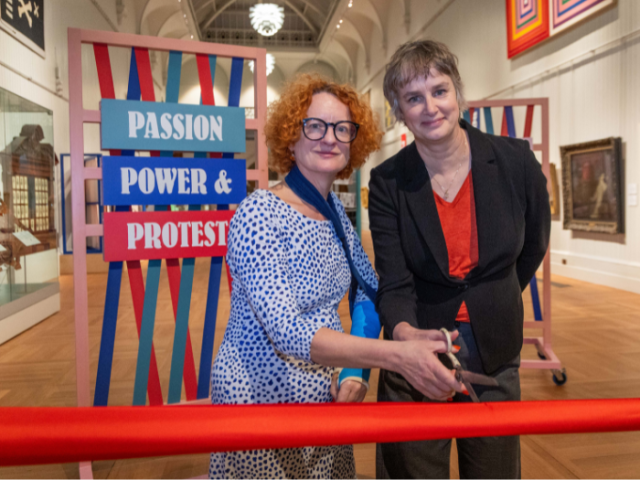 Councillor Birgit Miller and Isabel Wilson, from Arts Council England, cut the ribbon to open the new gallery at Brighton Museum.