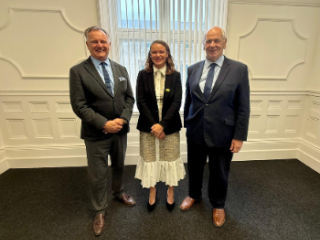 Photo of the 3 council leaders (Cllr Paul Marshall, Cllr Bella Sankey & Cllr Keith Glazier)