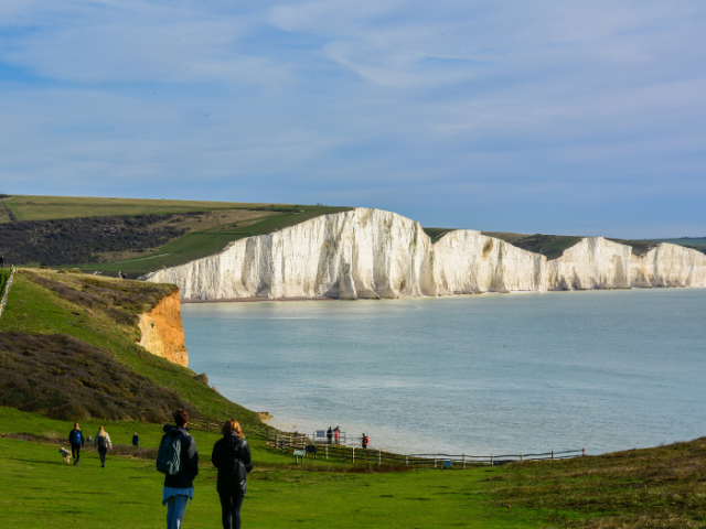 A view of Sussex with the sea and cliffs.