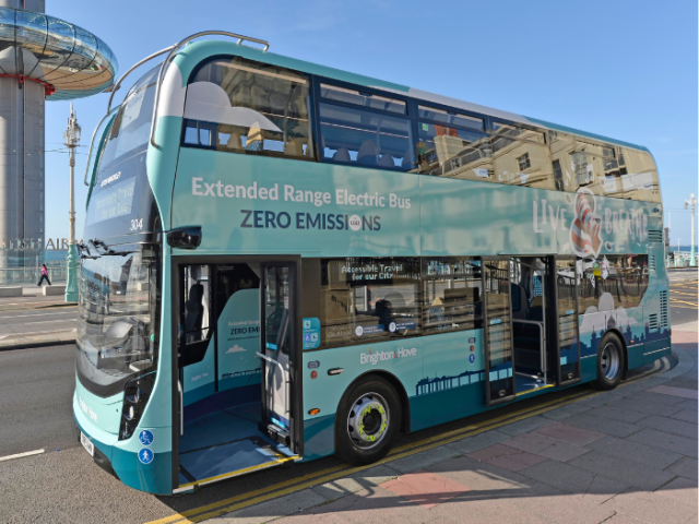 An image of a bus on the seafront
