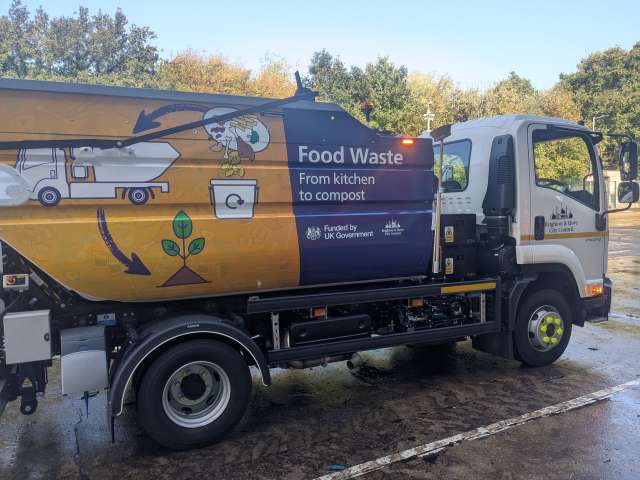 Food waste truck setting out on a collections round