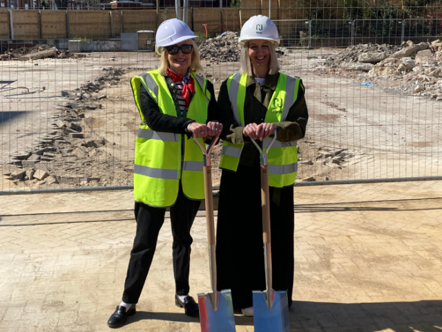 Councillor Gill Williams and Hyde Group Development Director Jaime Buckley at the Homes for Brighton & Hove development site in Sackville Road.