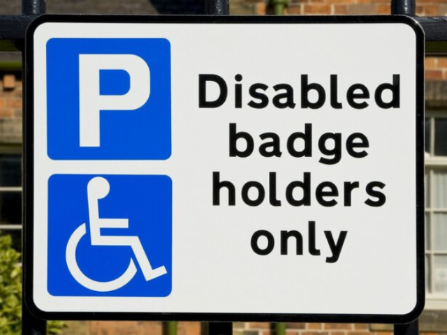 A disabled badge holders only sign