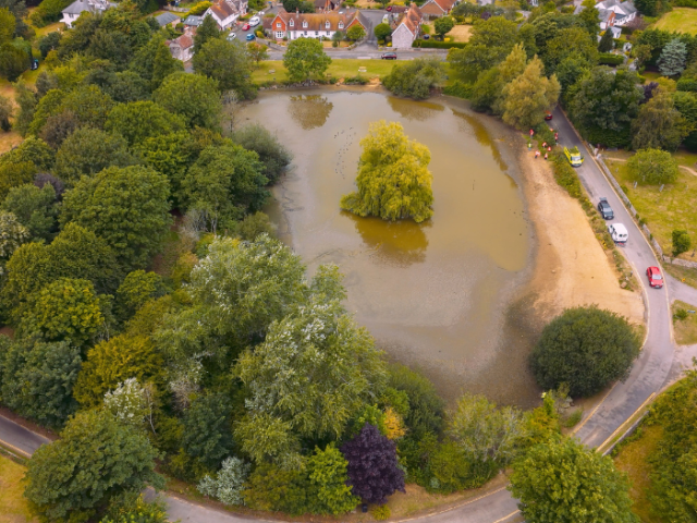 Aerial view of Falmer pond
