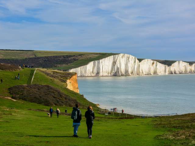 A view of Sussex with the sea and cliffs.