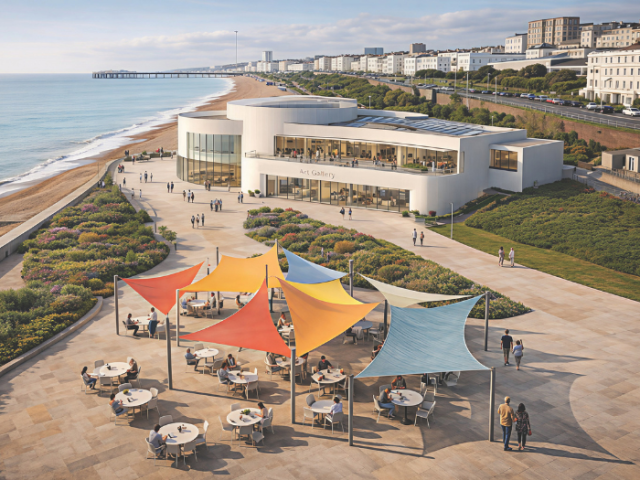AI generated image of what a gallery on Brighton's eastern seafront could look like.