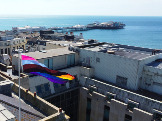 Pride flag flying over Brighton & Hove.