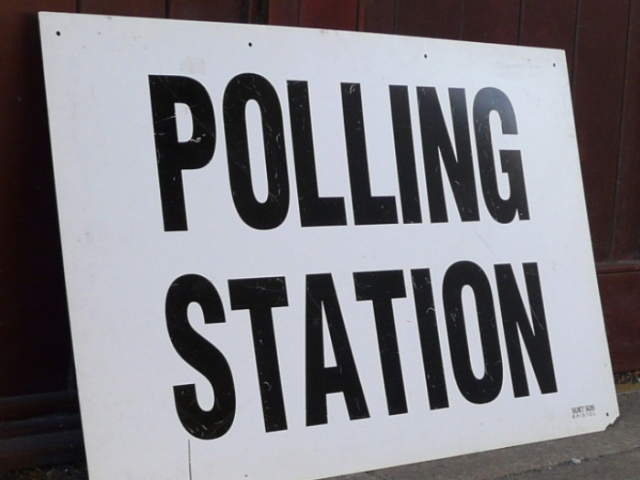 Polling station sign