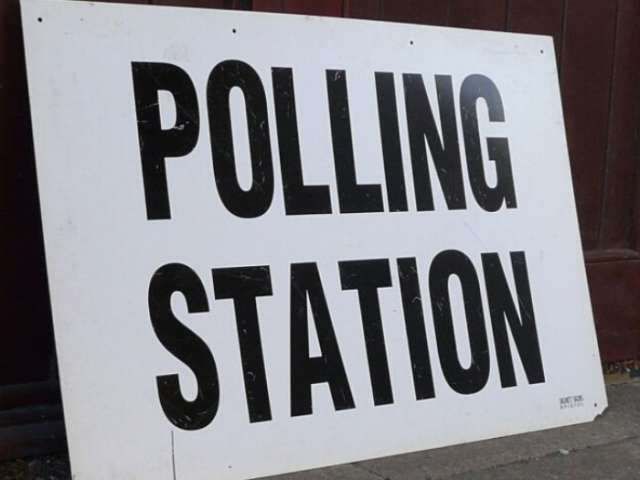 Polling station sign