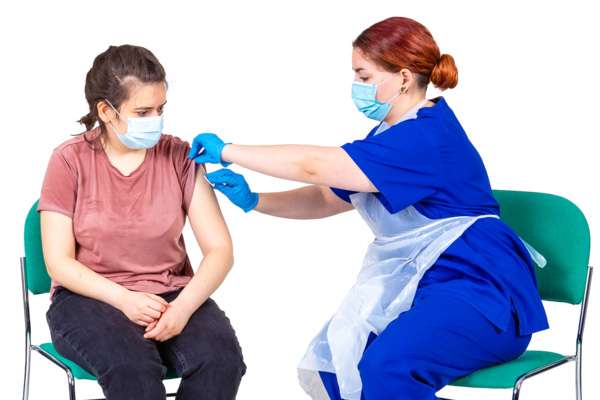 Nurse giving a vaccination to a patient
