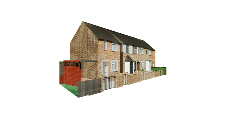 House and garden.