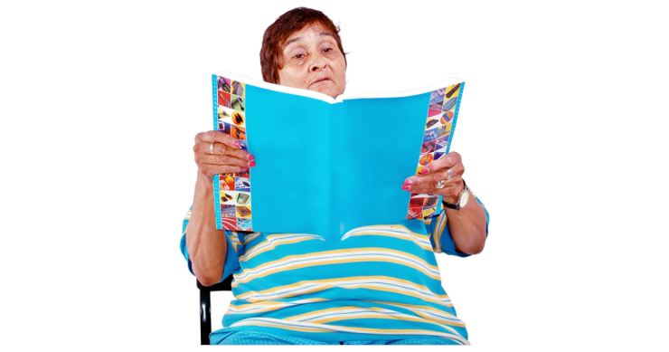 person reading a book.