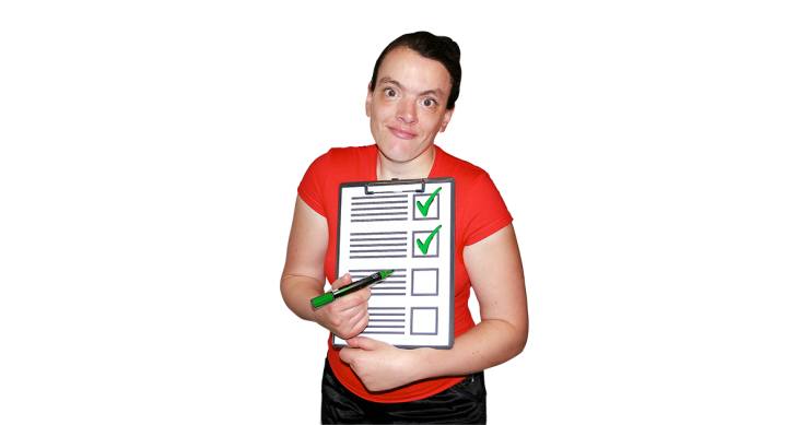 Person holding a checklist.