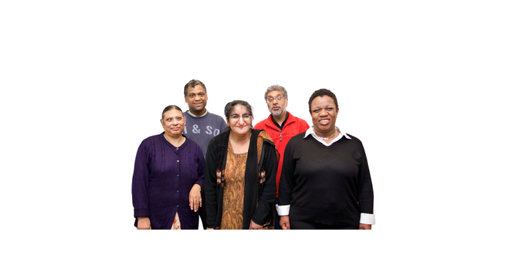 Group of 5 black and minority ethnic people.
