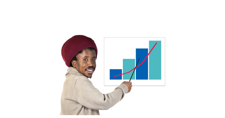Man using a pointer to point to a graph.