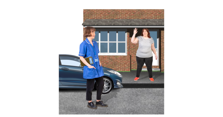 A Community nurse visiting a house.