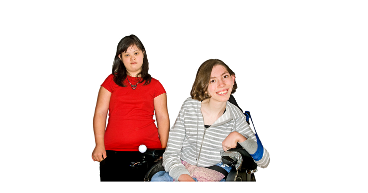 Two teens, one in a wheelchair.