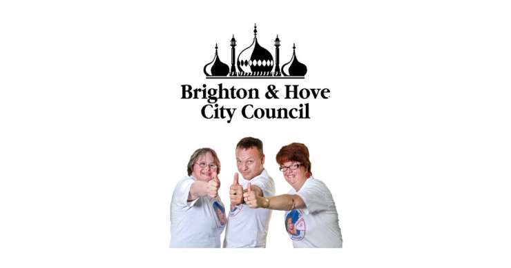 Image of Brighton & Hove logo with image of people with thumbs up.