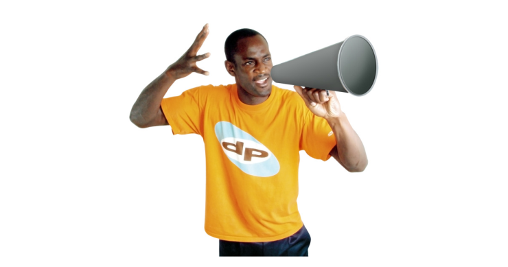 Man with megaphone.