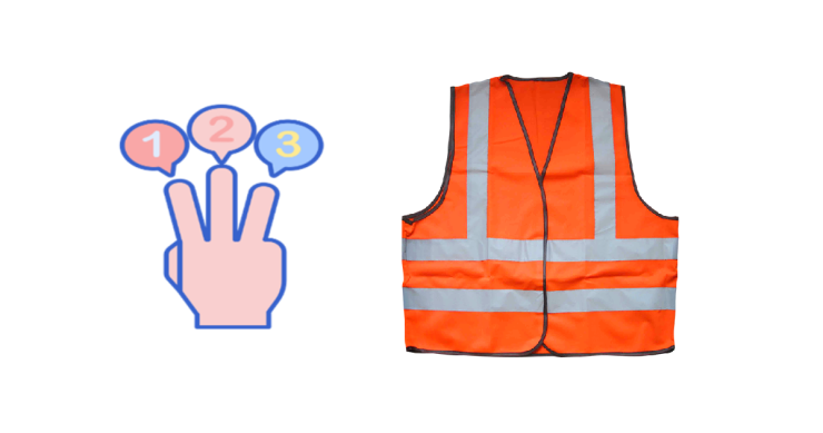 Counting with fingers. Orange safety vest