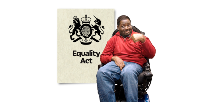 Equality act with man in wheelchair in front