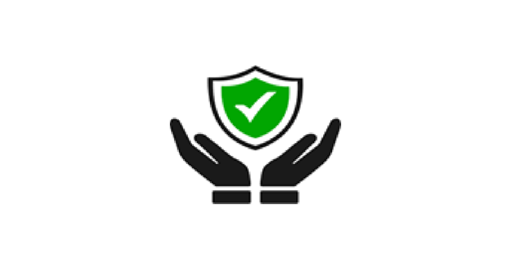 Hands cradling green tick.