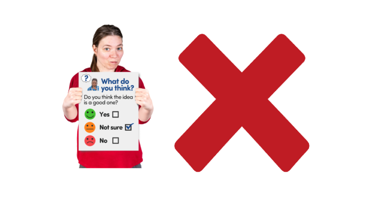 Woman with questionnaire and red cross