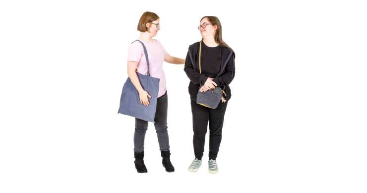 Two women meeting as friends