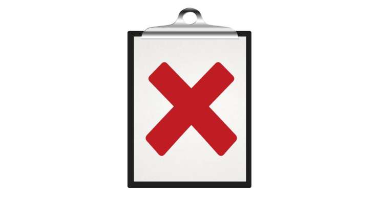 Red cross on a clipboard.
