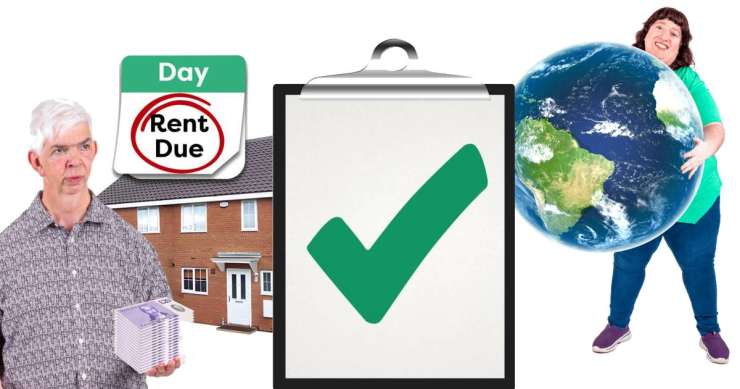 Images to show paying rent, your rights and energy efficiency.