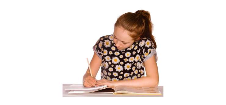 Teenager studying