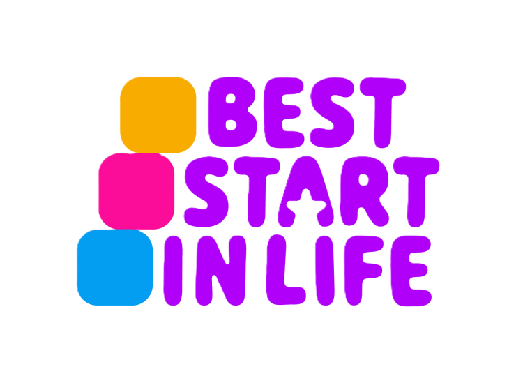 Best Start In Life logo, showing three multi-coloured shapes and the text Best Start In Life