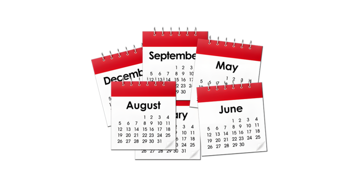 Multiple months on calendars.