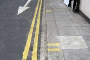 Photograph of double yellow lines kerb markings